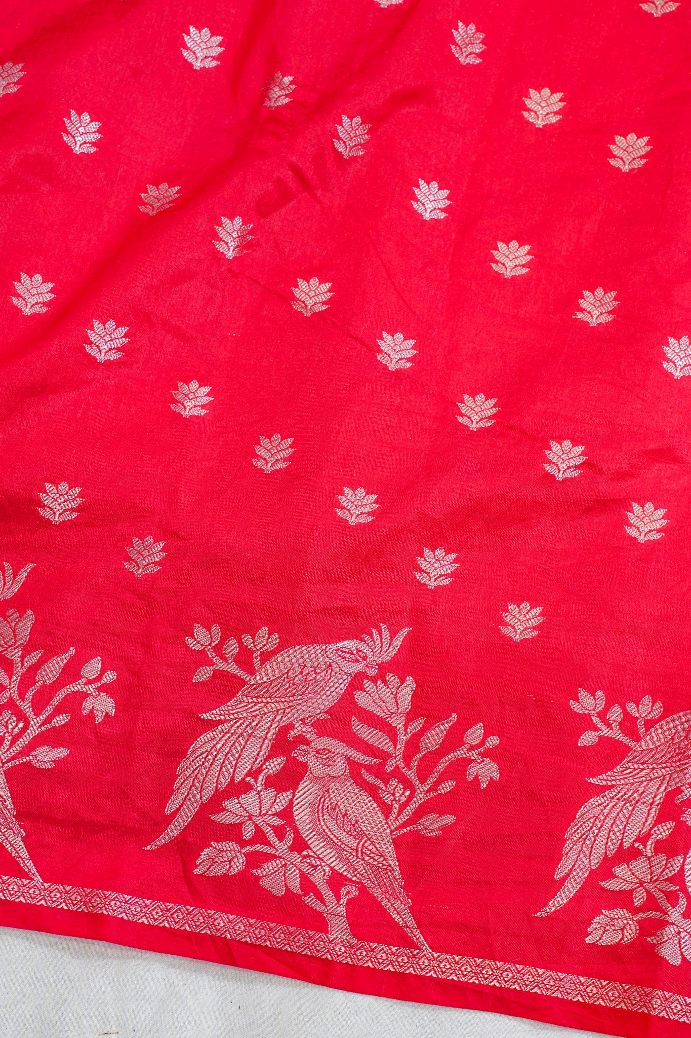 Red Semi Katan Silk Saree