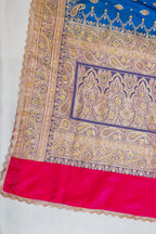 Blue Saree with Red Pallu
