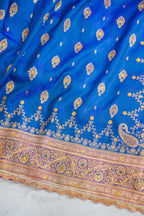 Blue Saree with Red Pallu