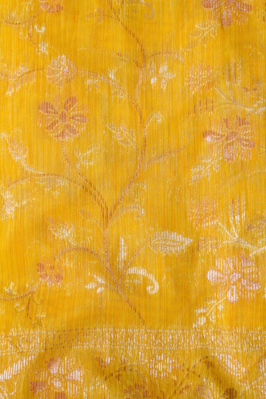 Yellow Cotton Linen Weaving Saree