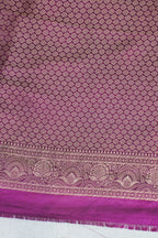 Pink Viscose Satin Kalamkari Print Saree with Self Weave
