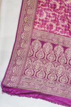 Pink Viscose Satin Kalamkari Print Saree with Self Weave