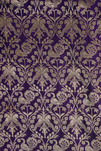 Purple Banarasi Woven Katan Silk Saree with Yellow Contrast Border