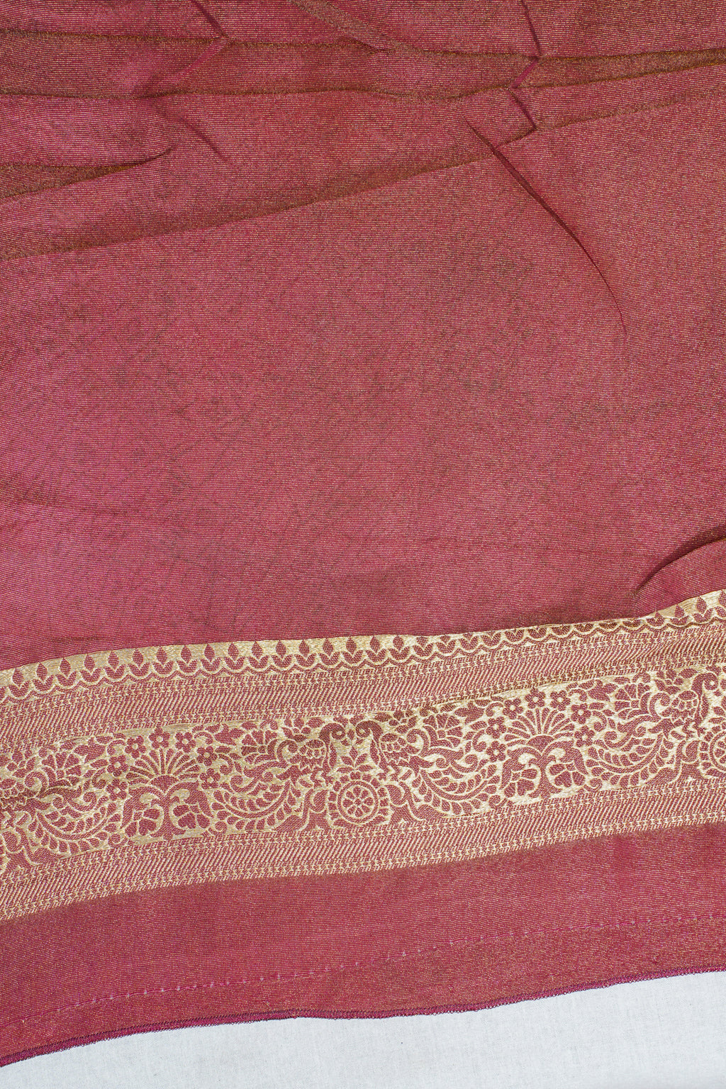 Pink Satin Bandhani Tanchoi Saree with Kalamkari Block Print
