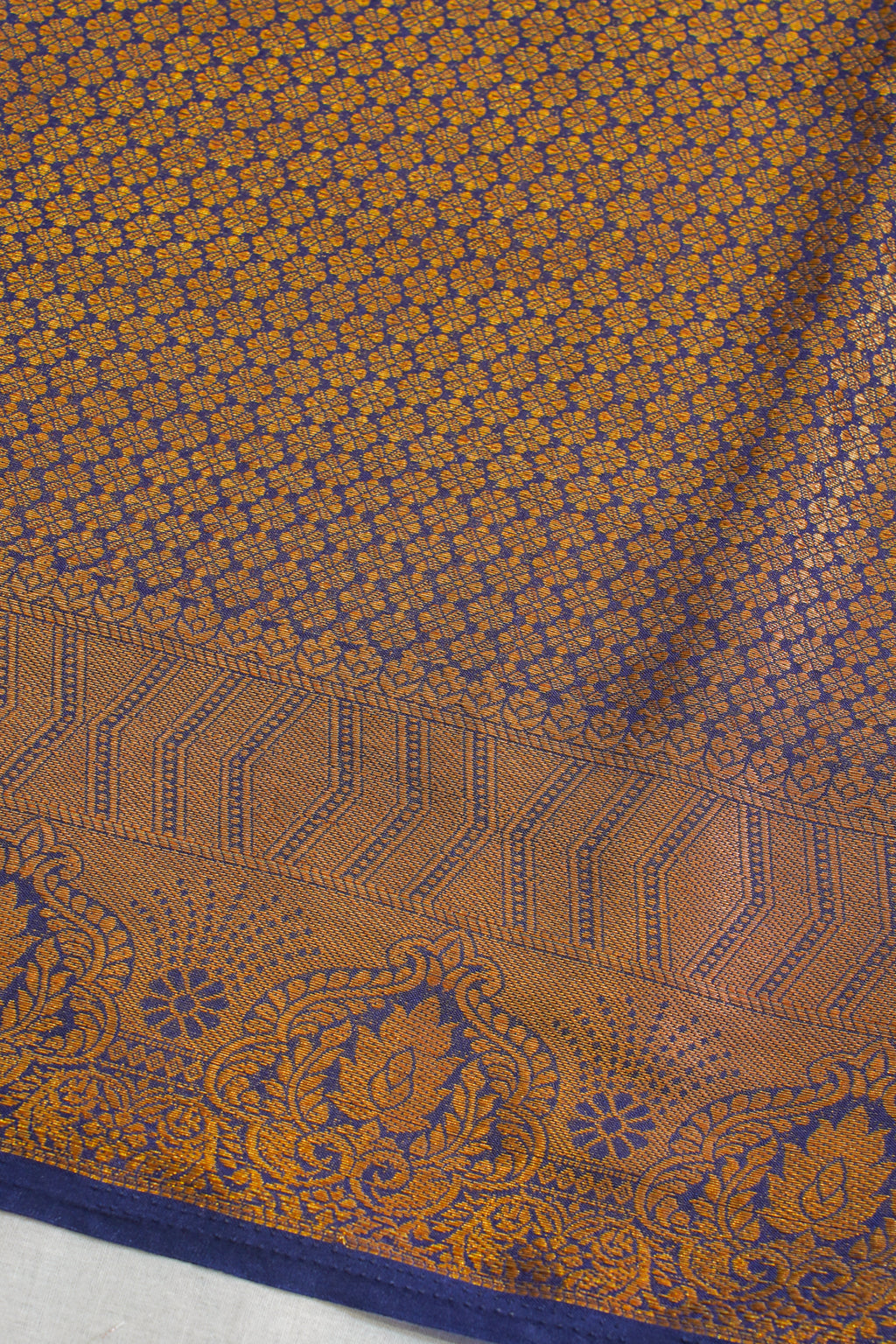 Dusty Blue Pure Chiniya Silk Saree with Wavy Line Pattern