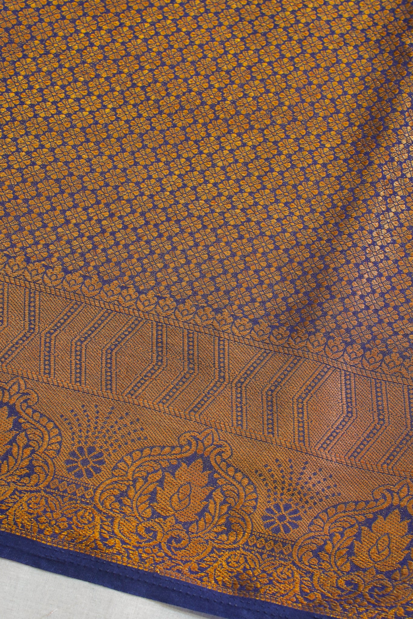 Dusty Blue Pure Chiniya Silk Saree with Wavy Line Pattern