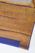 Dusty Blue Pure Chiniya Silk Saree with Wavy Line Pattern