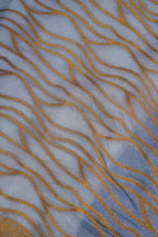 Dusty Blue Pure Chiniya Silk Saree with Wavy Line Pattern