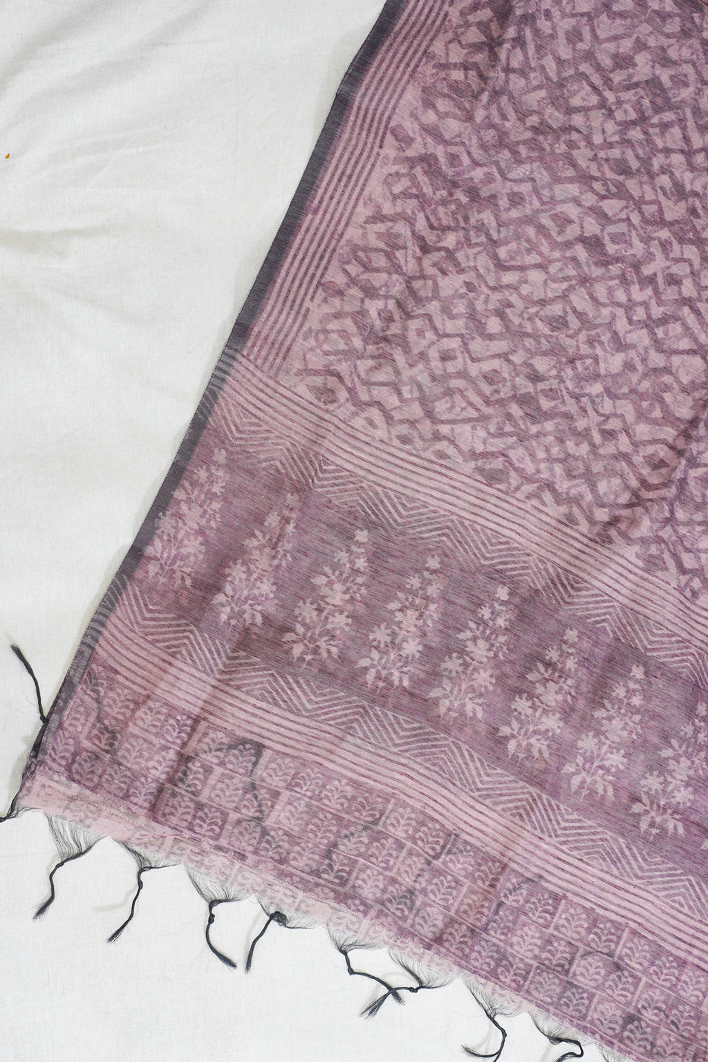 Lavender Mul Cotton–Mul Chanderi Suit Set with Block Print