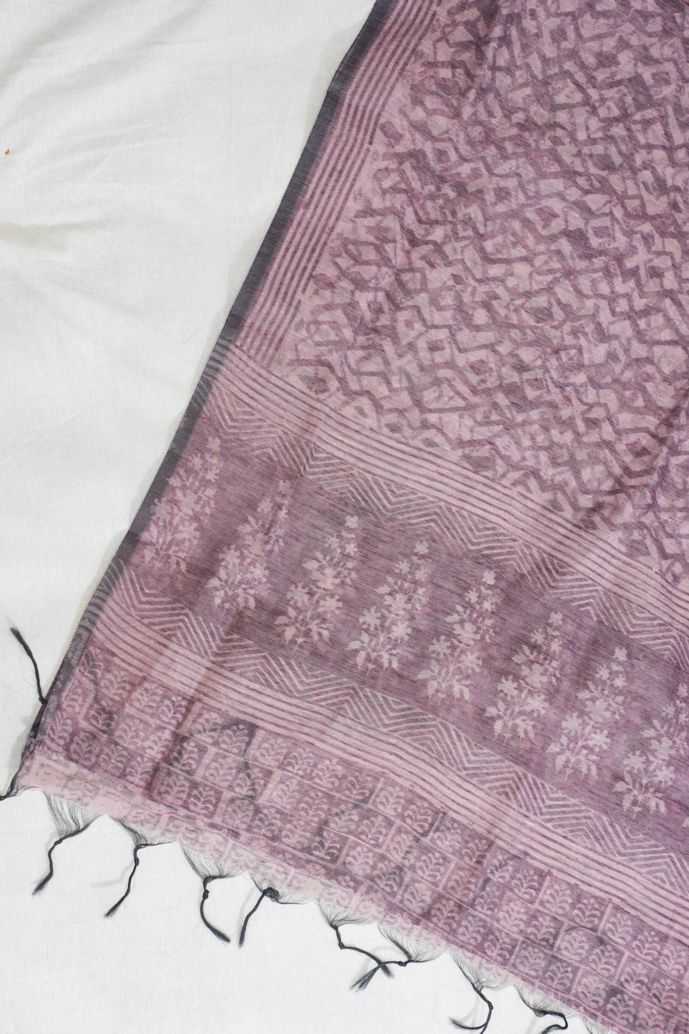 Lavender Mul Cotton–Mul Chanderi Suit Set with Block Print