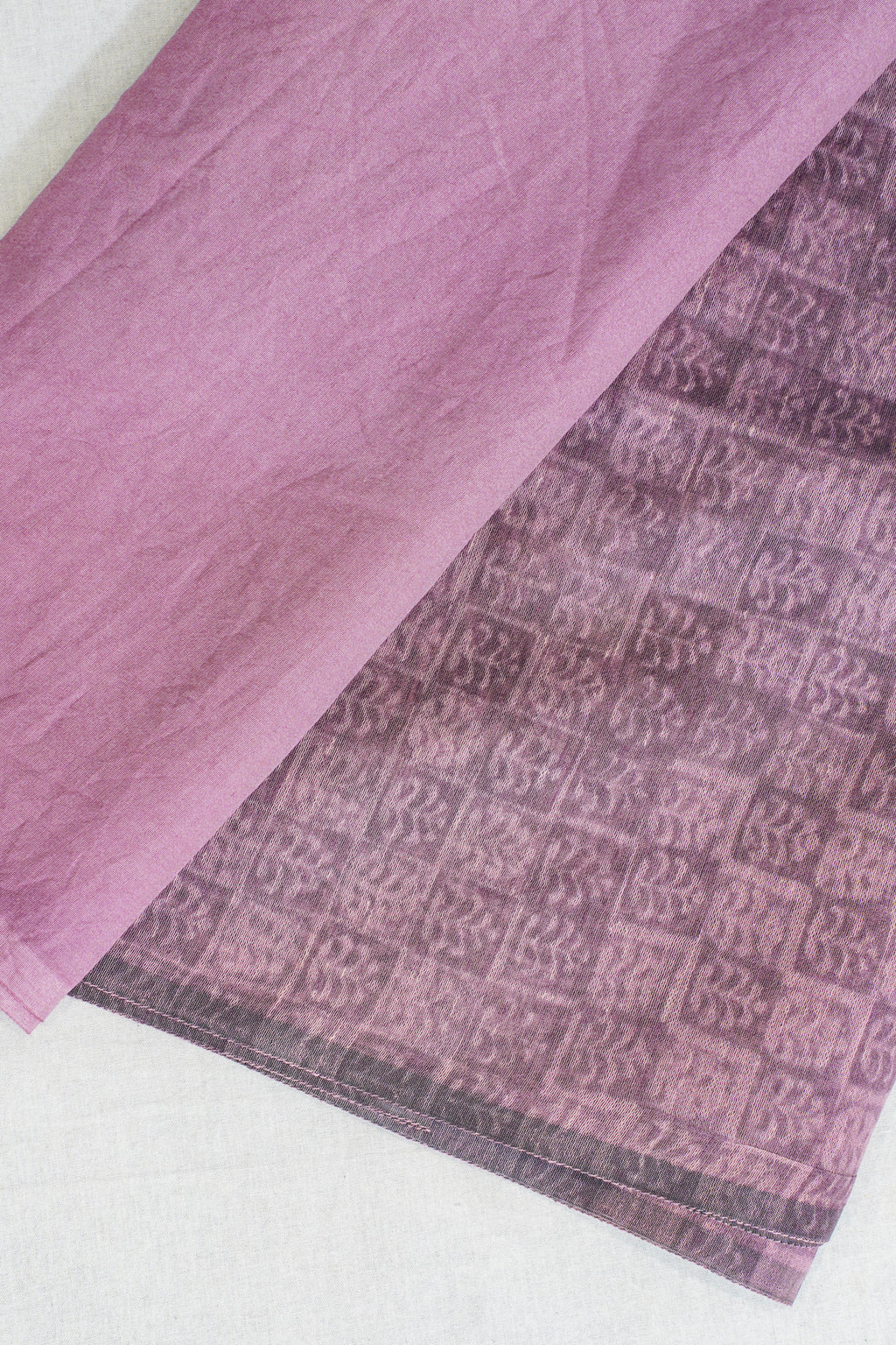 Lavender Mul Cotton–Mul Chanderi Suit Set with Block Print