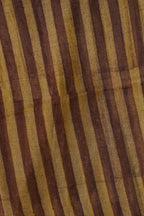 Brown Mul Cotton–Mul Chanderi Suit Set with Beige Striped Pattern