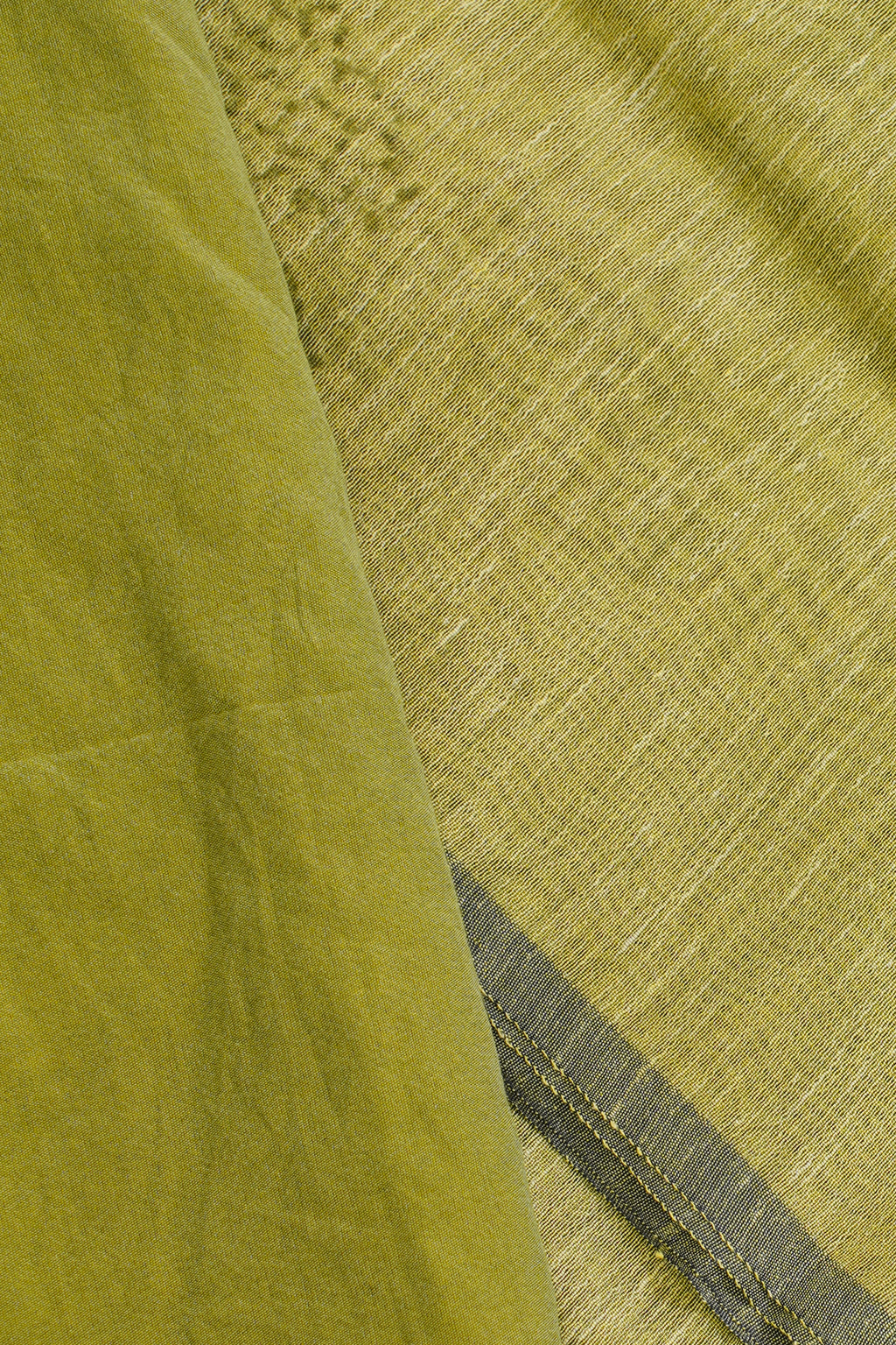 Olive Green Linen Cotton Suit Set with Plock Print