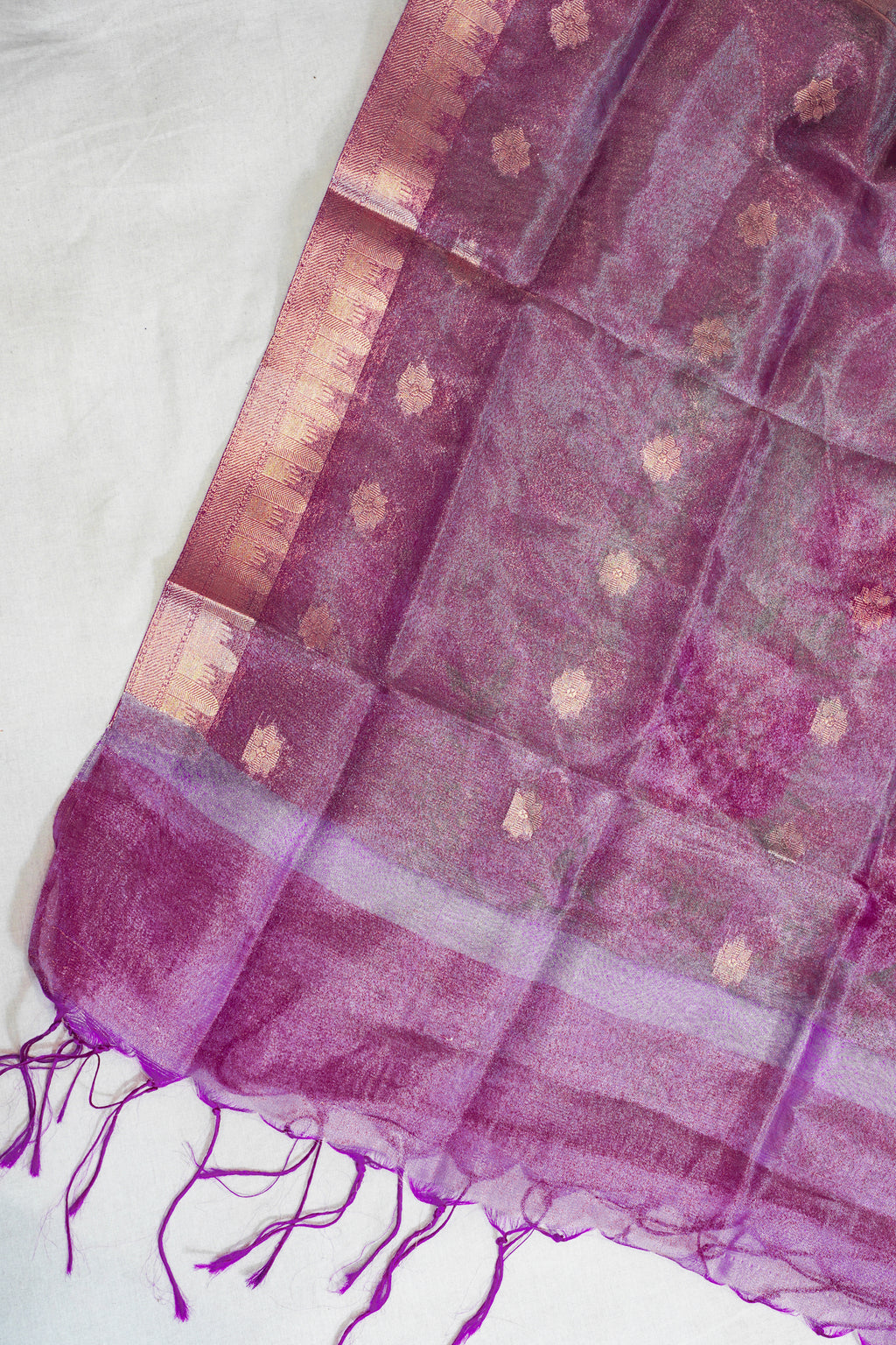 Magenta Tissue Suit Set with Digital Print