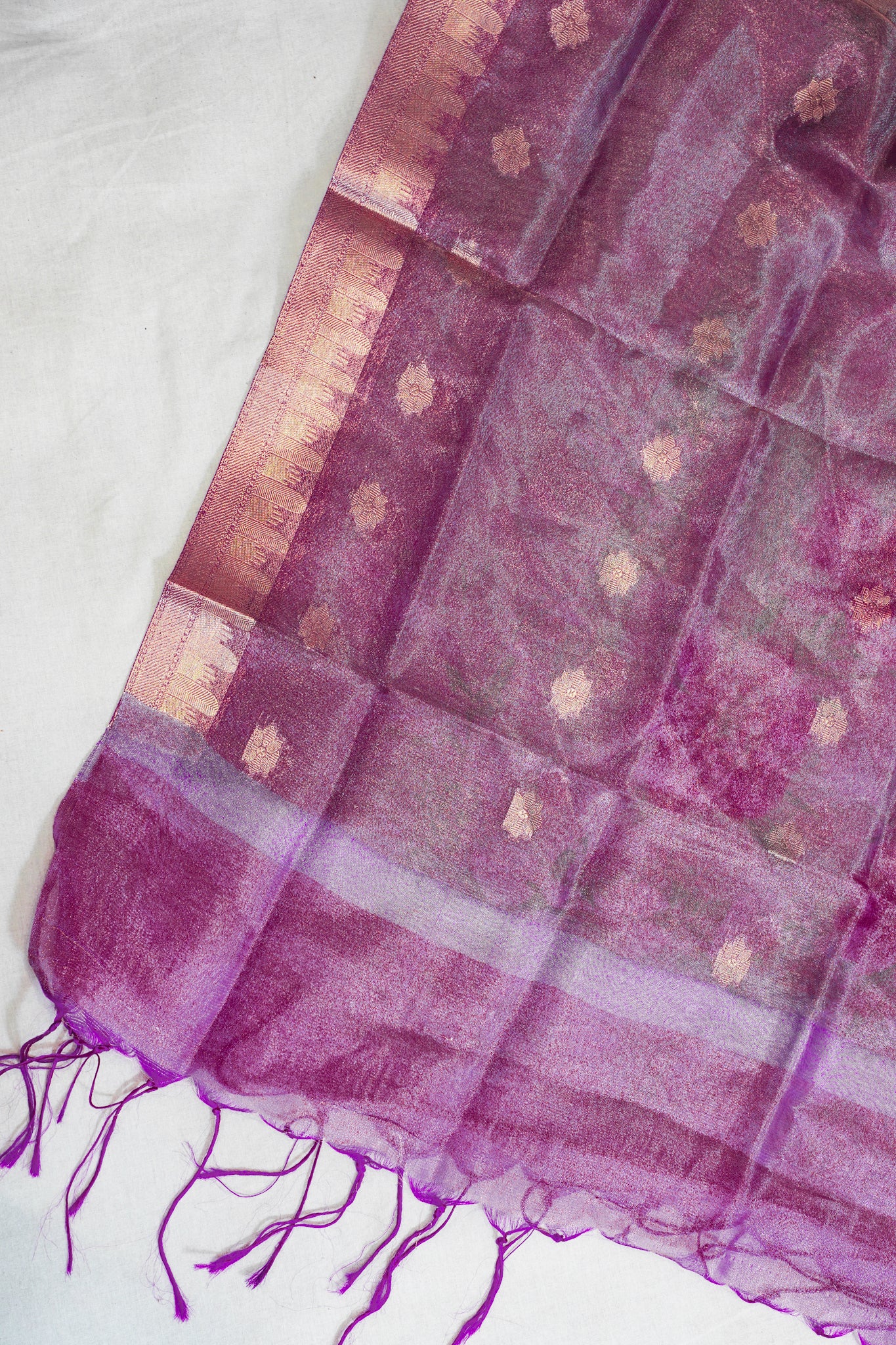 Magenta Tissue Suit Set with Digital Print