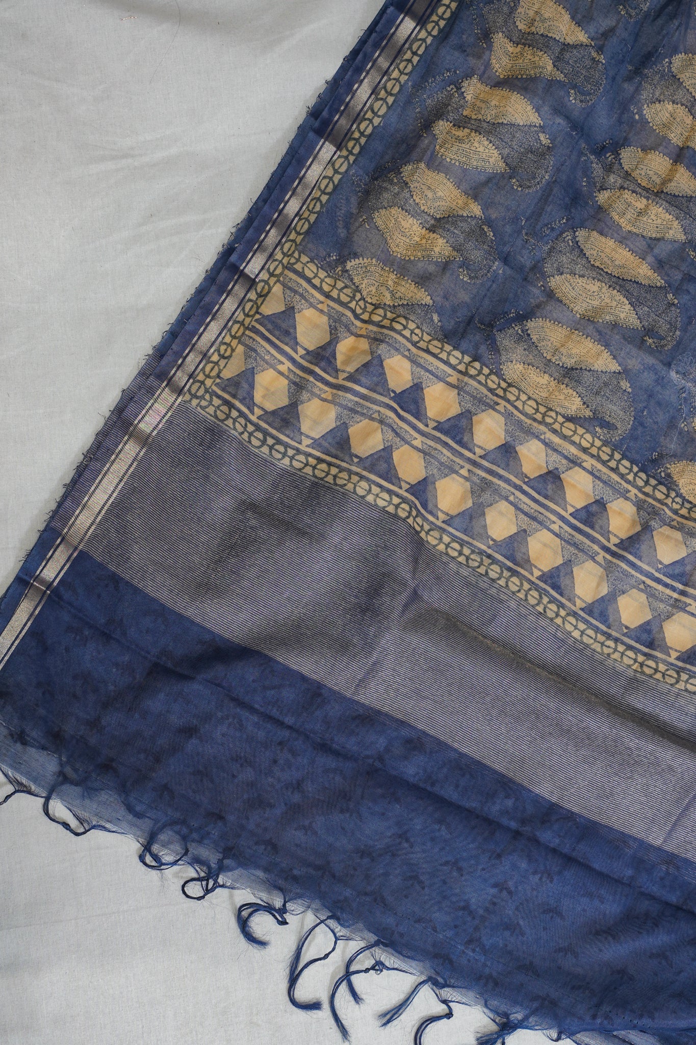 Deep Indigo Blue Mul Cotton–Mul Chanderi Suit Set