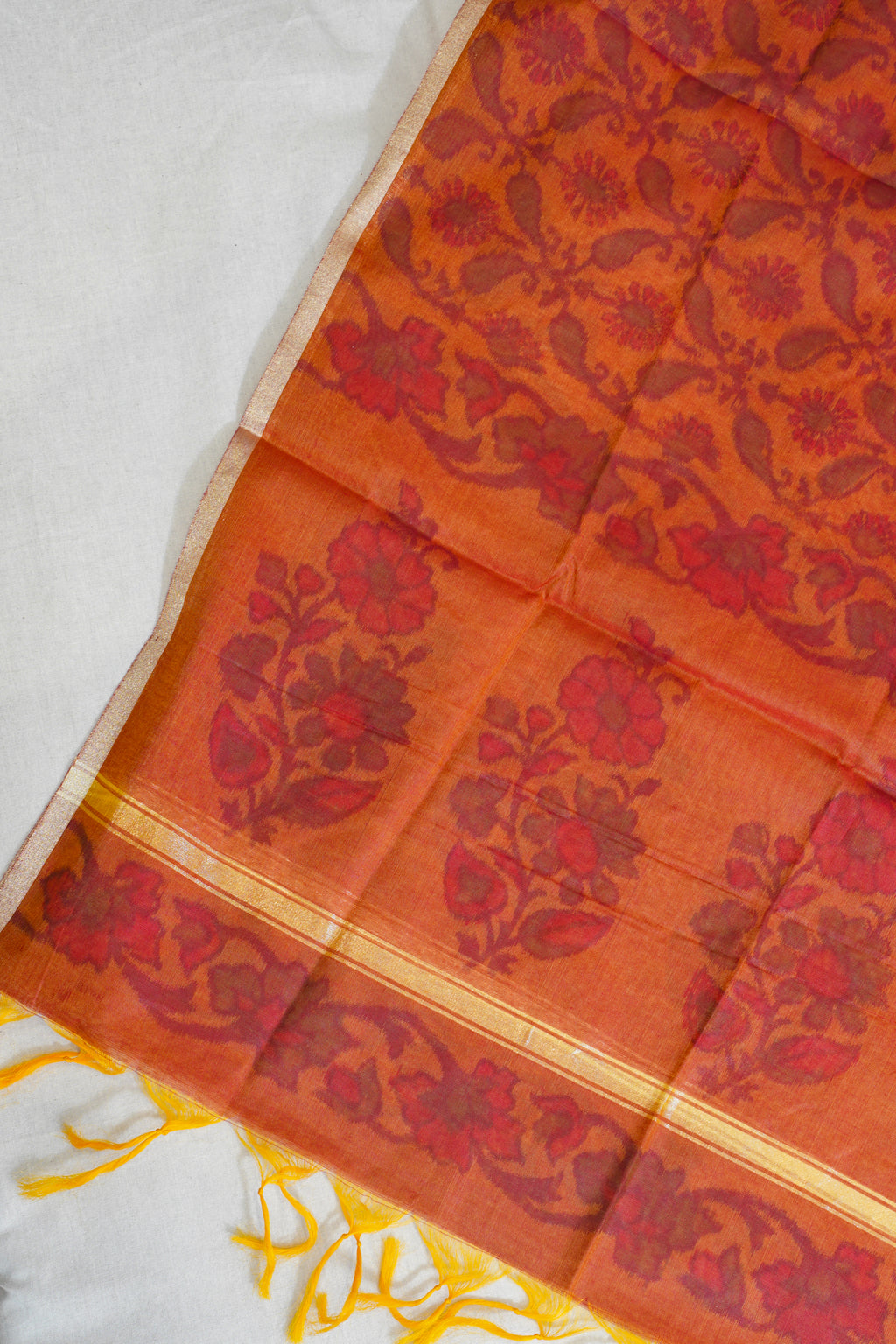 Rust Orange Cotton Suit Set Ikat Print