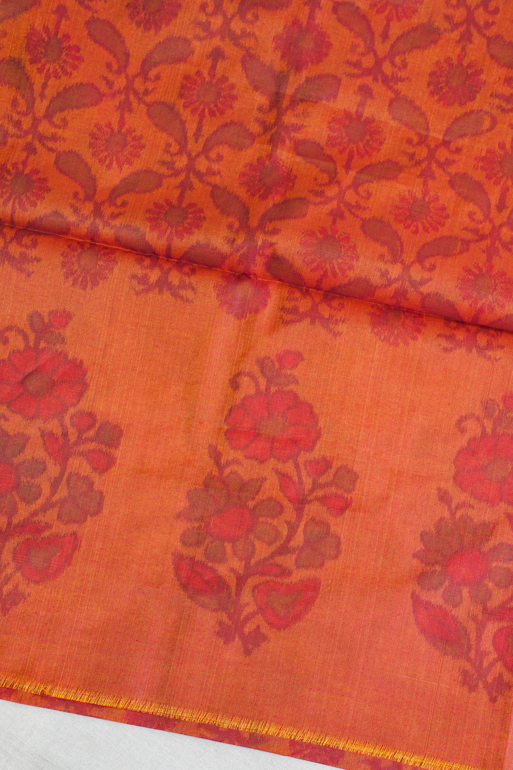 Rust Orange Cotton Suit Set Ikat Print