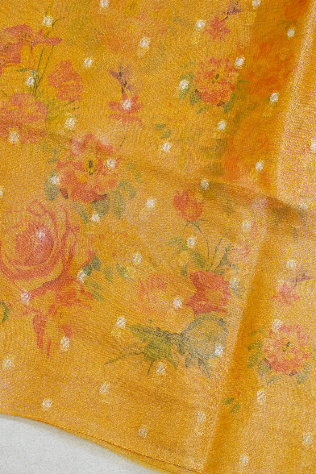 Yellow Tissue Suit Set with Digital Print