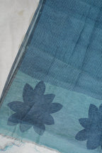 Blue Linen Cotton Suit Set with Bold Print