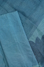 Blue Linen Cotton Suit Set with Bold Print
