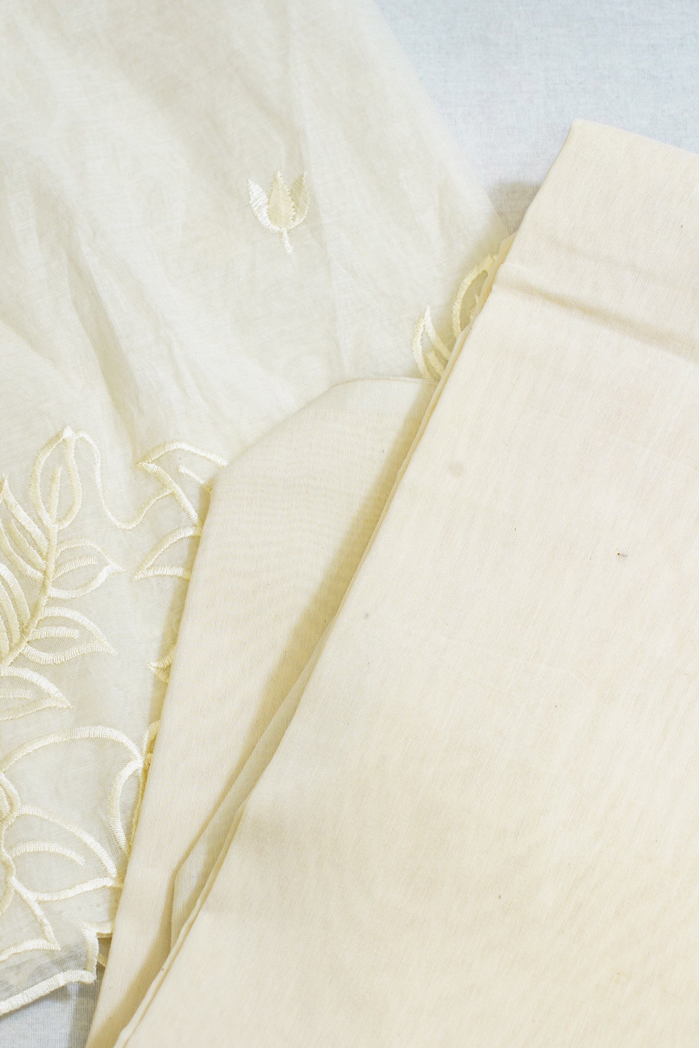 Ivory Mul Cotton–Mul Chanderi Suit Set