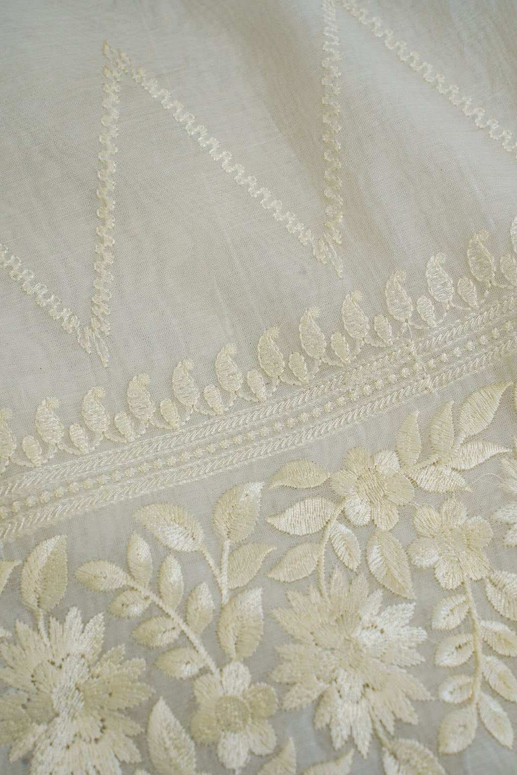 White Mul Cotton–Mul Chanderi Suit Set
