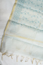 Pastel Blue Linen tissue Suit Set with embroidery