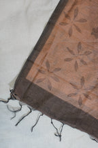 Brown Linen Cotton Suit Set with Block Print
