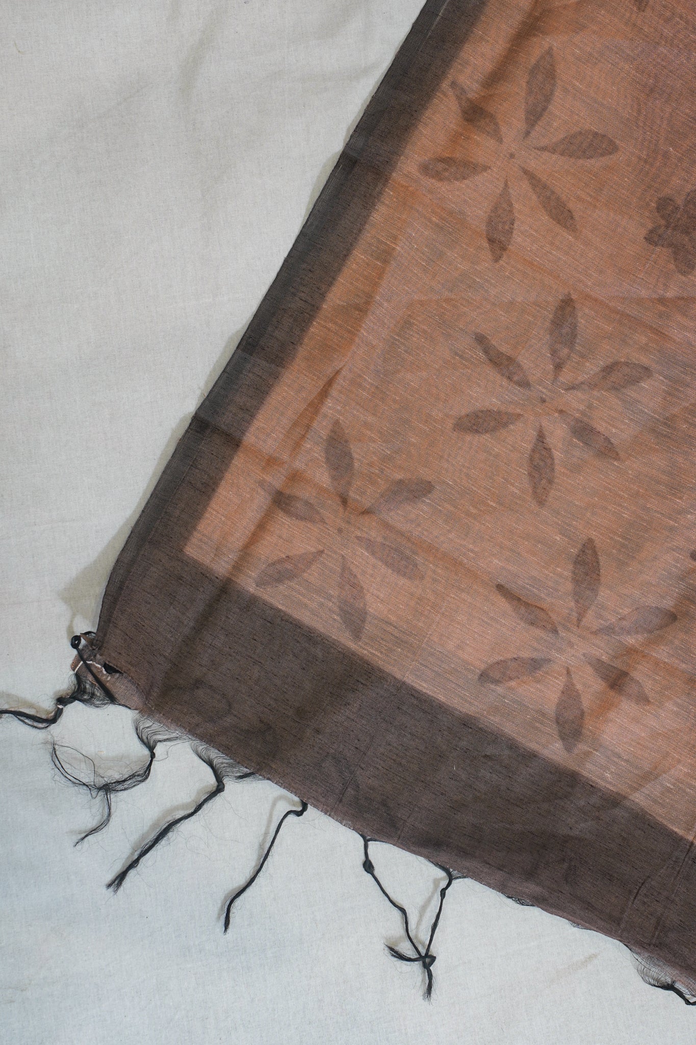 Brown Linen Cotton Suit Set with Block Print