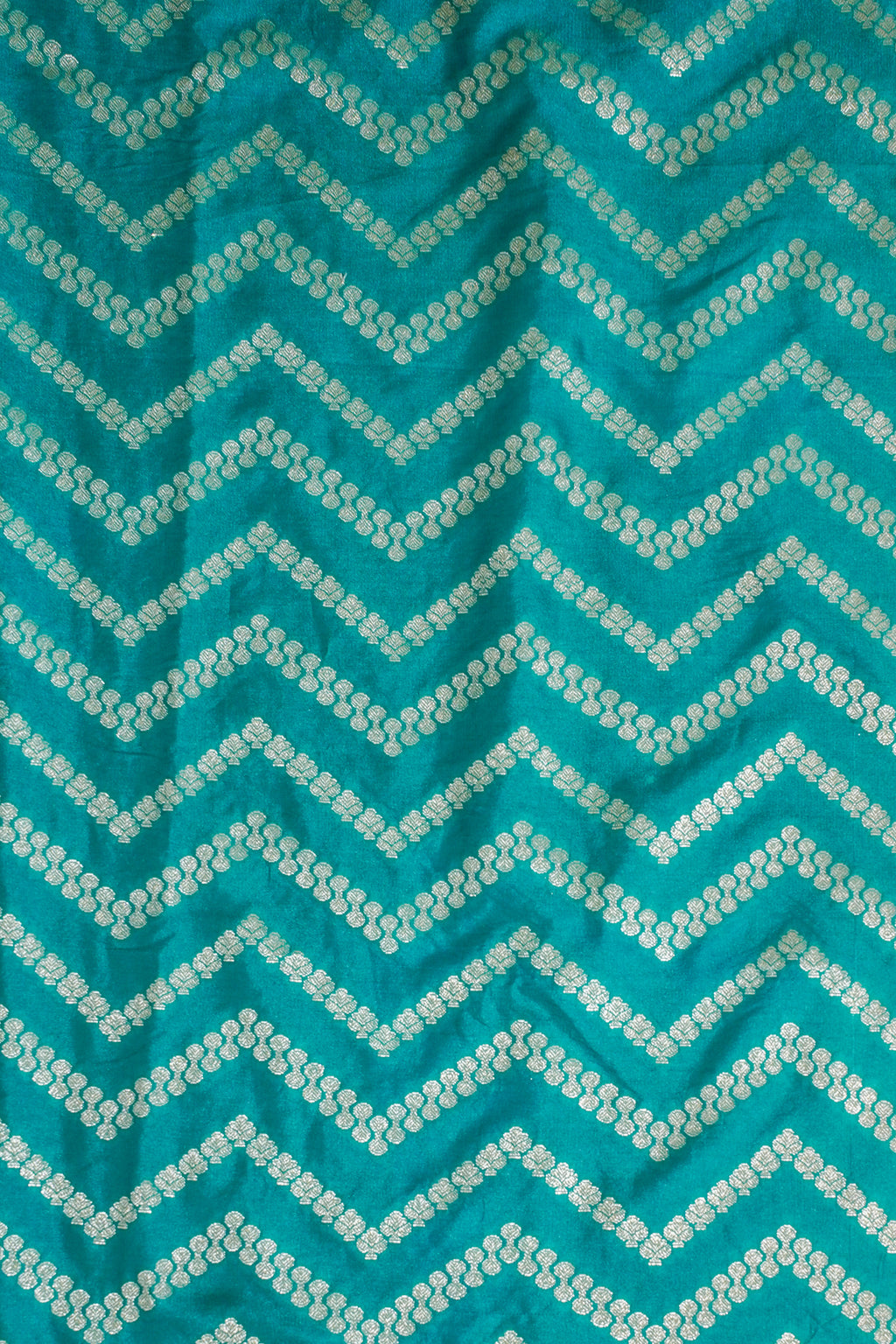 Turquoise Mushroo Silk Saree with Pink Border and Pallu