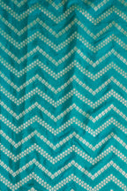Turquoise Mushroo Silk Saree with Pink Border and Pallu