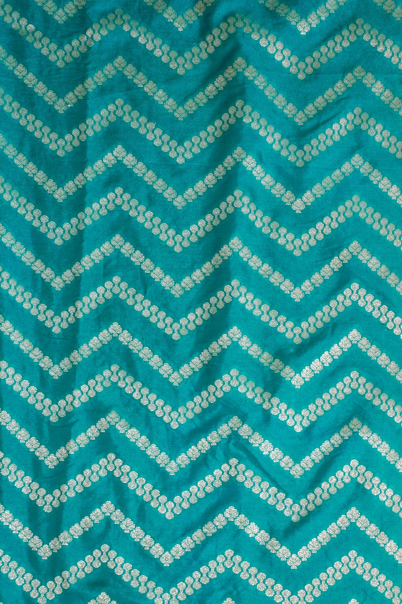 Turquoise Mushroo Silk Saree with Pink Border and Pallu