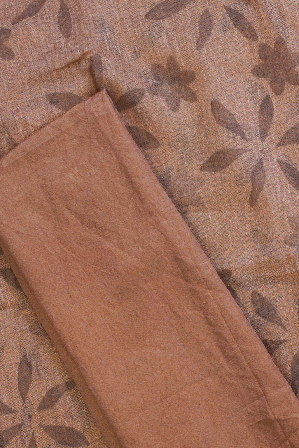Brown Linen Cotton Suit Set with Block Print