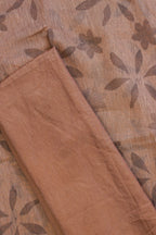 Brown Linen Cotton Suit Set with Block Print
