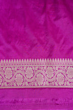 Turquoise Mushroo Silk Saree with Pink Border and Pallu