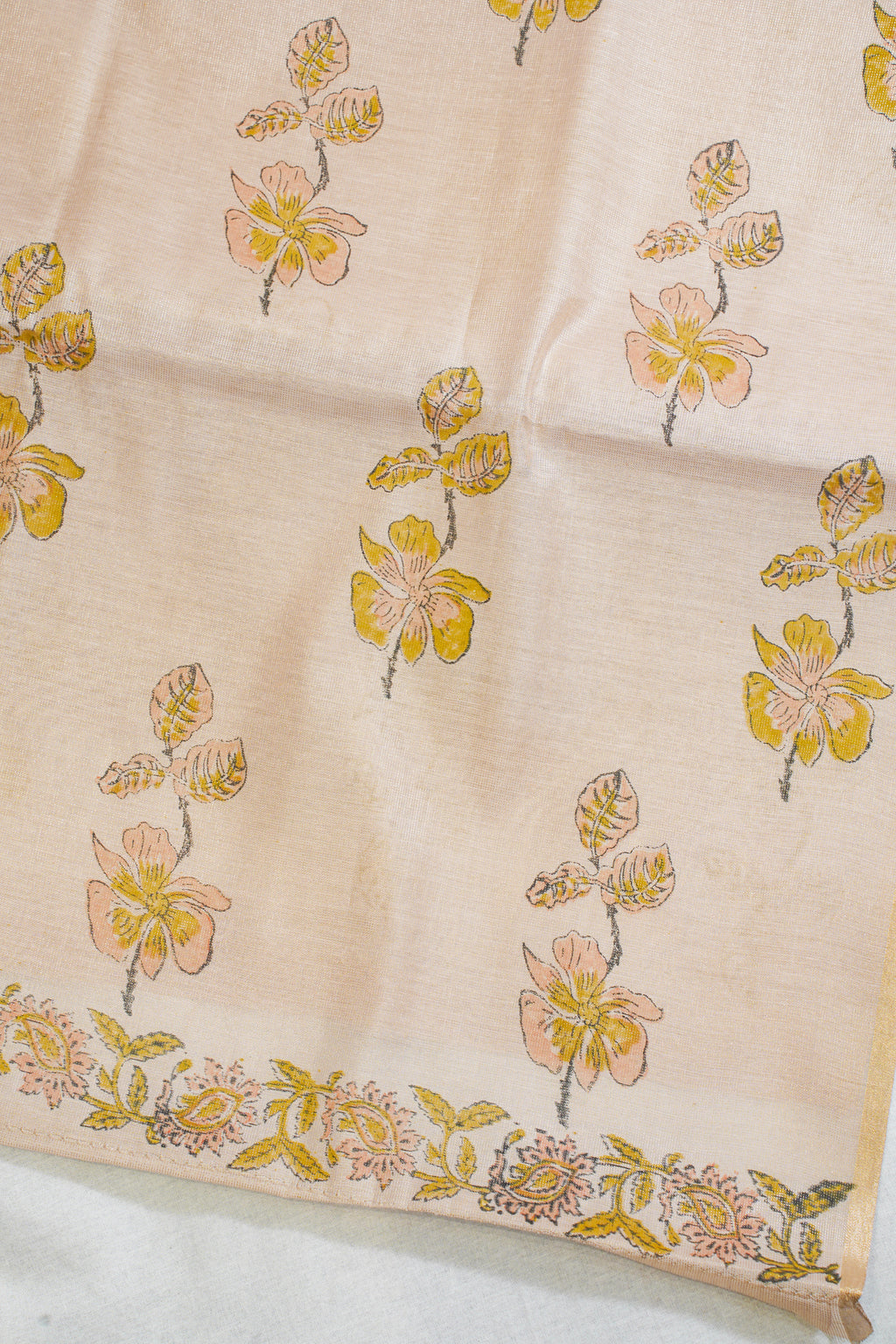 Pastel Linen tissue with block print