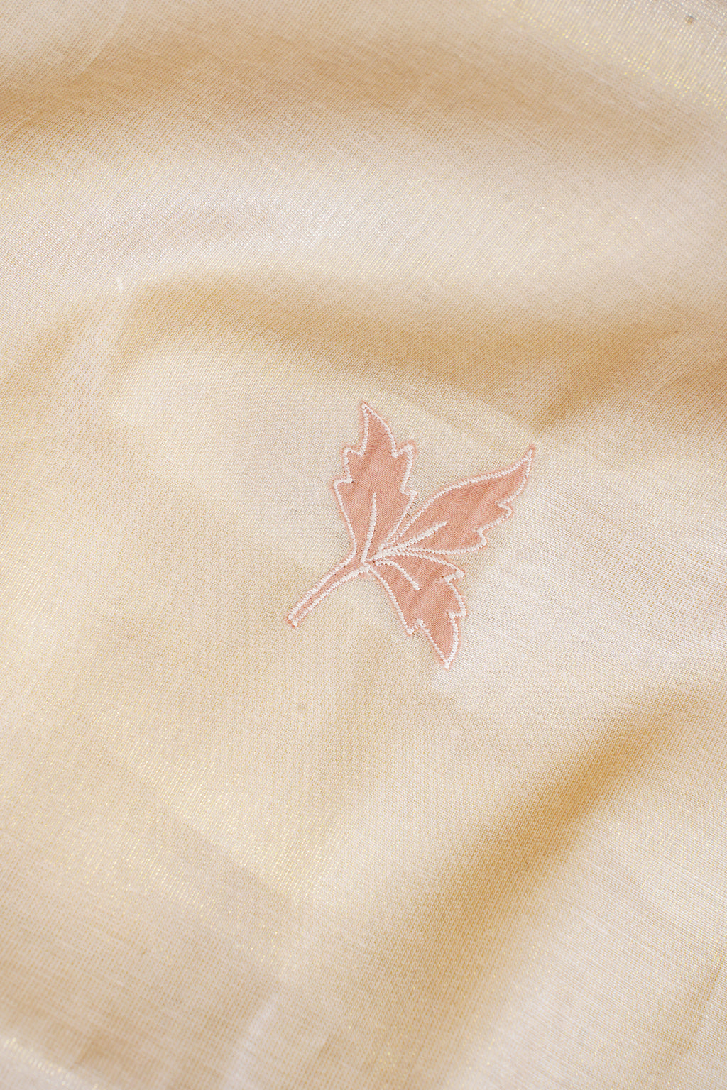 Pastel Pink Linen Tissue Suit Set with Applique Work