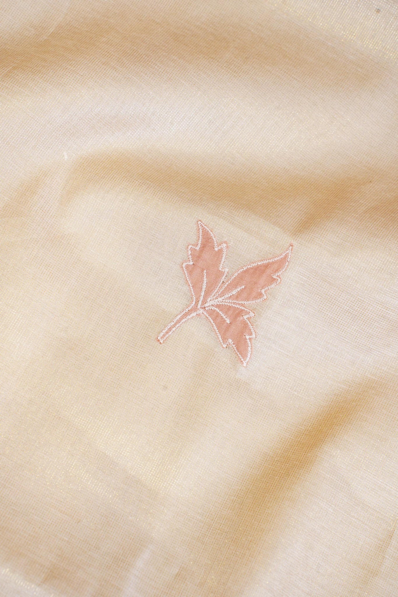 Pastel Pink Linen Tissue Suit Set with Applique Work