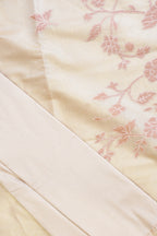 Pastel Pink Linen Tissue Suit Set with Applique Work