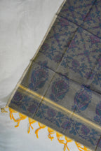 Navy–Olive Ikat Cotton Suit Set