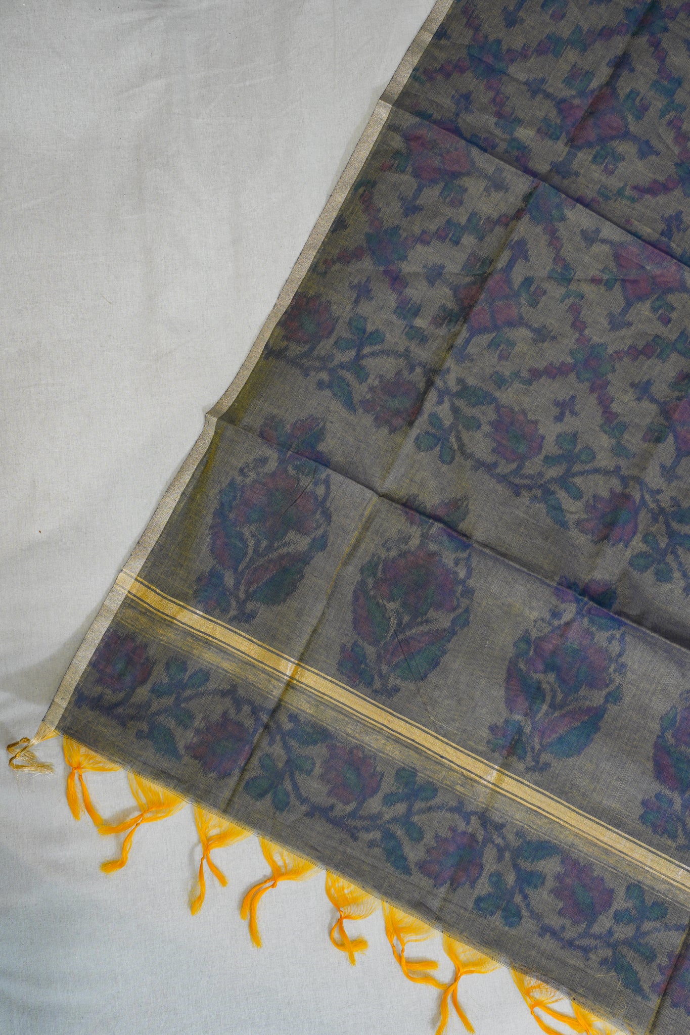 Navy–Olive Ikat Cotton Suit Set