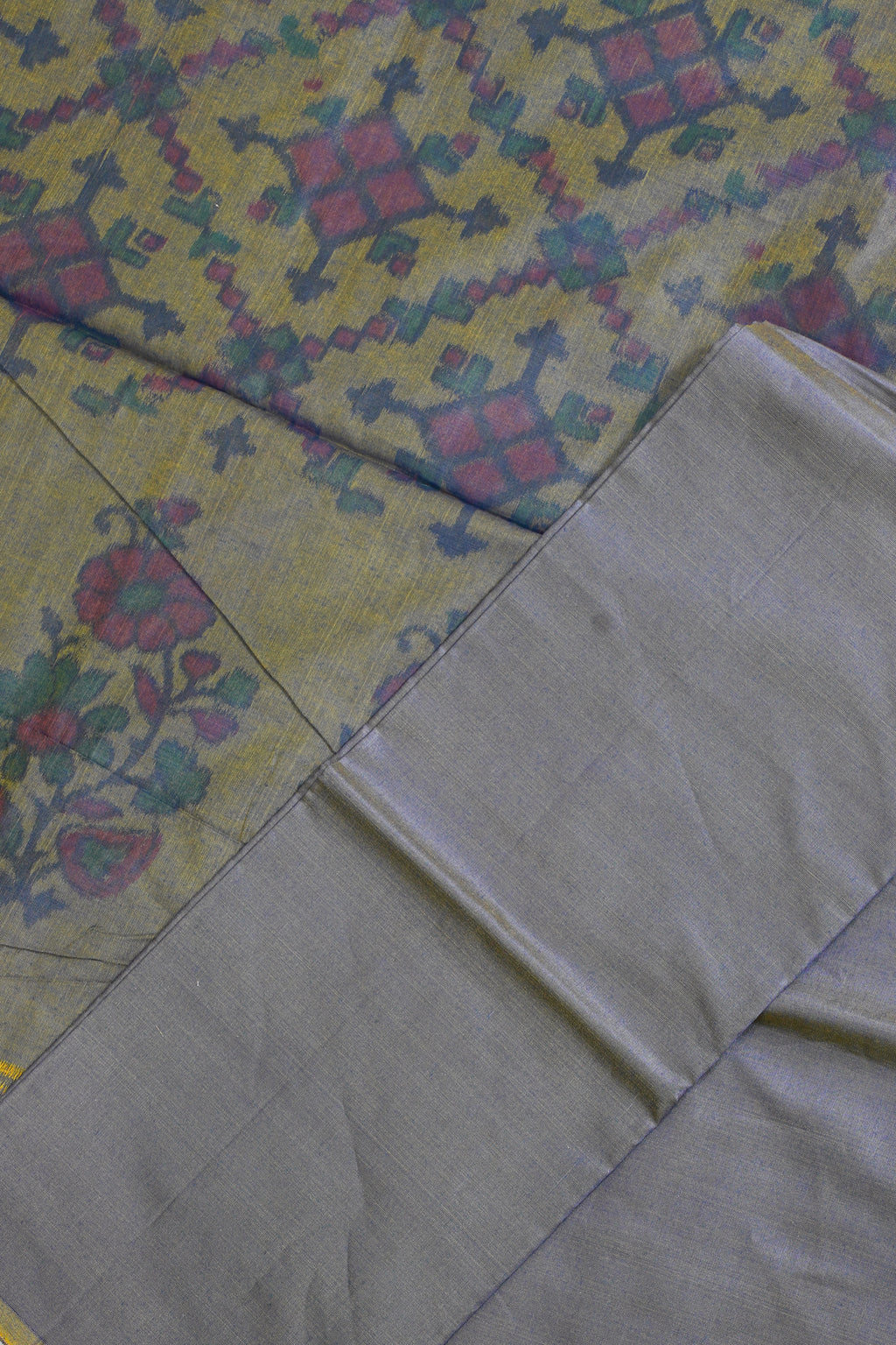 Navy–Olive Ikat Cotton Suit Set