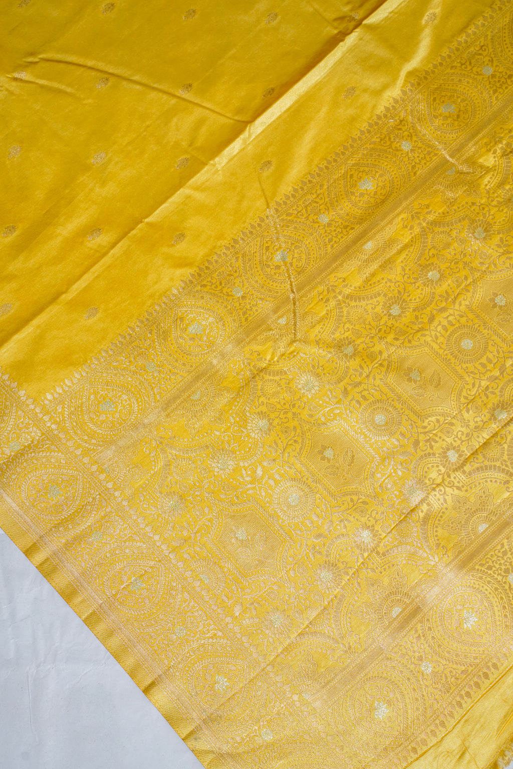 Yellow Mushroo Silk Saree