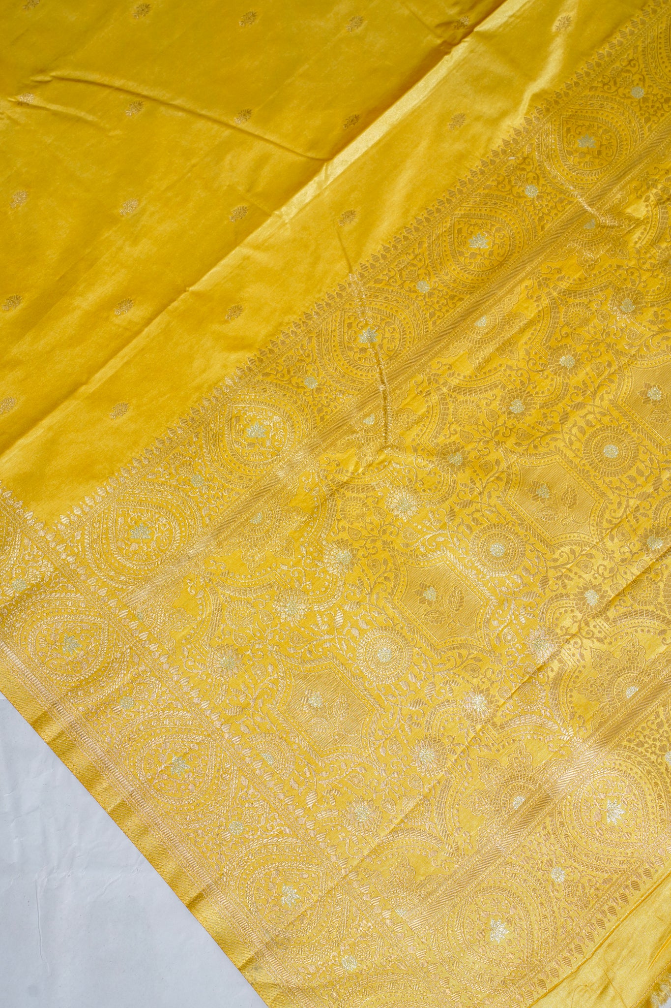 Yellow Mushroo Silk Saree