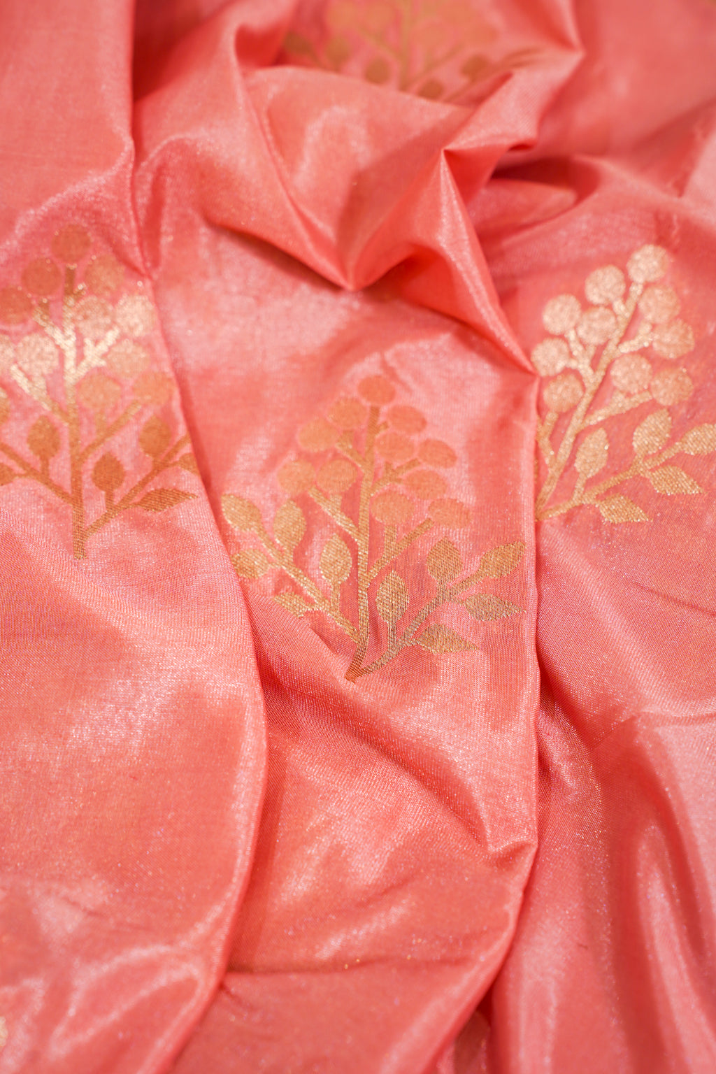 Pink Banarasi Woven Katan Silk Saree with Purple Contrast Border