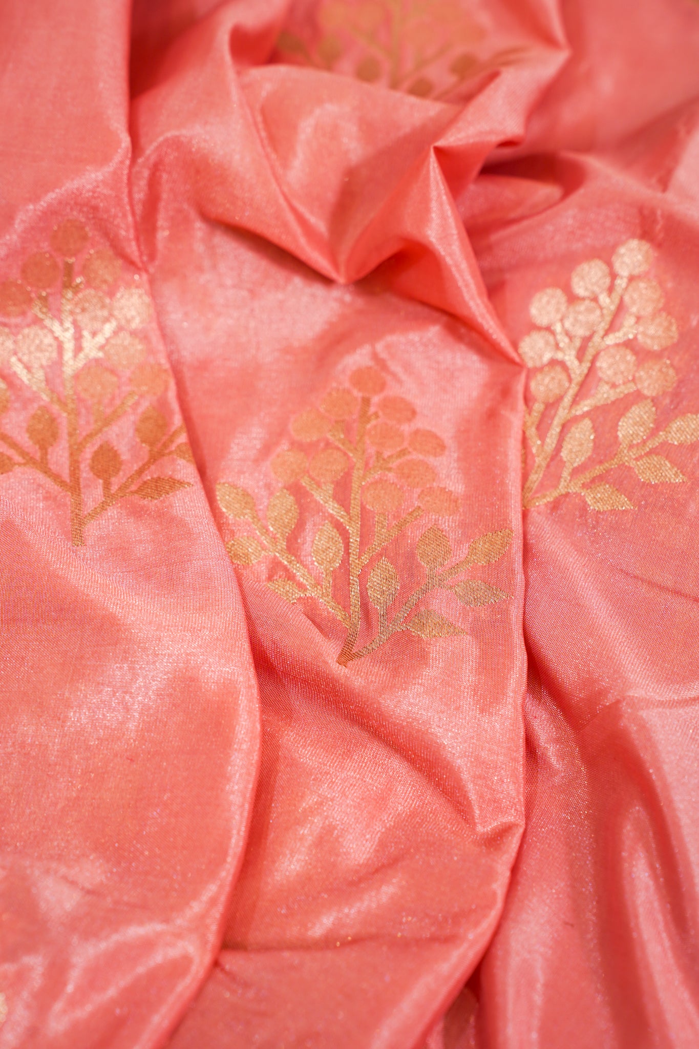 Pink Banarasi Woven Katan Silk Saree with Purple Contrast Border