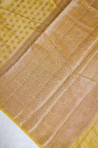 Yellow Semi Chiniya Saree with Antique Zari Weaving