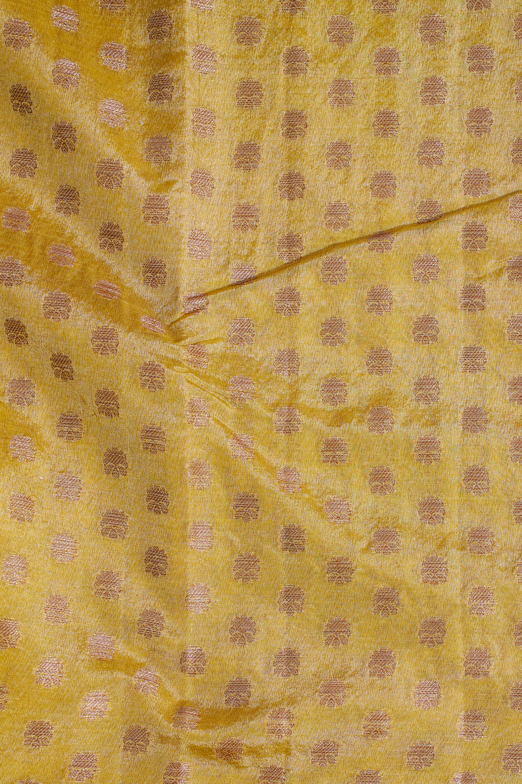 Yellow Semi Chiniya Saree with Antique Zari Weaving