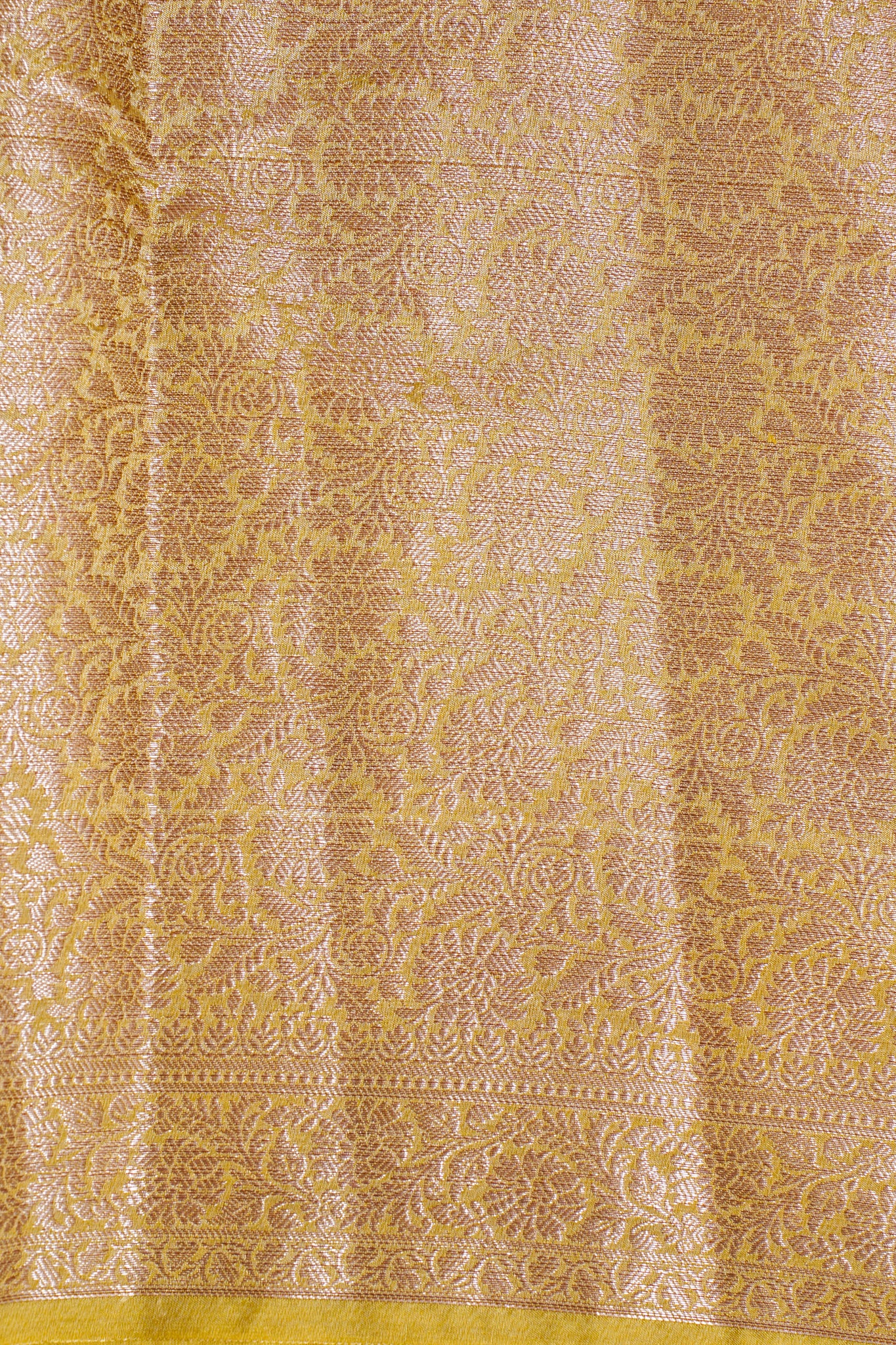 Yellow Semi Chiniya Saree with Antique Zari Weaving